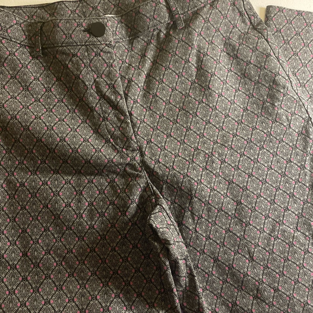 Allison Daley Ankle Dress Pants with Black and Pink Pattern (G5)